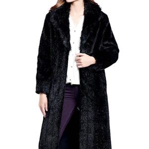 Black faux fur coat